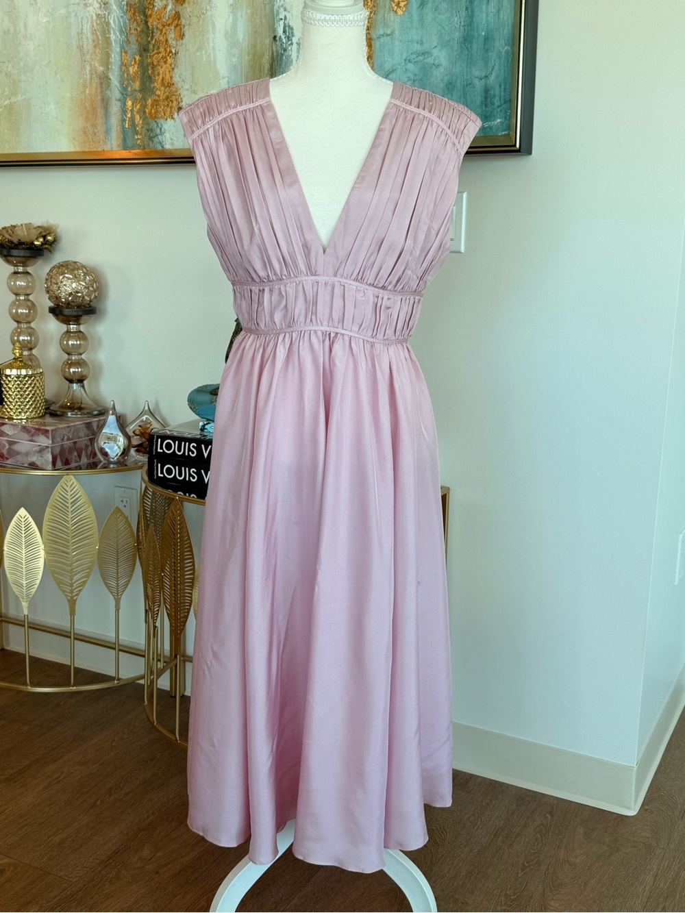 J. Crew Dusty Rose V-Neck Midi Dress